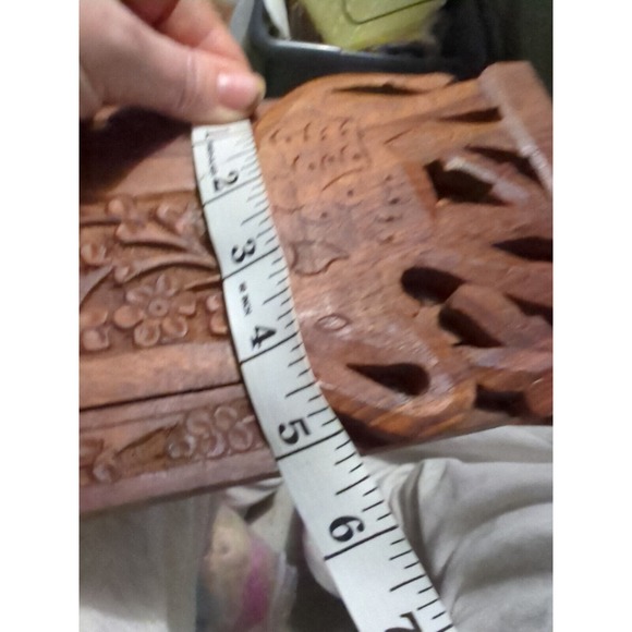 Vtg Carved Teak Expandable Elephant Shelf Book Tabletop Wood Boho India - Picture 8 of 8
